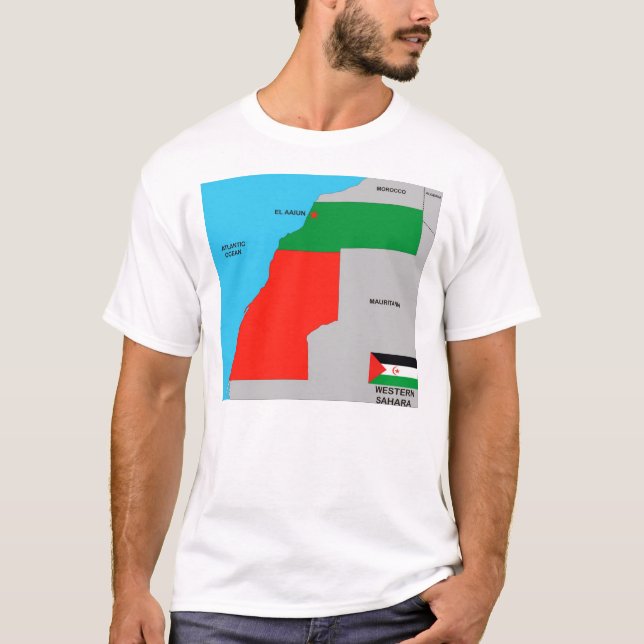 T-shirt pays du sahara occidental politique carte noire dr (Devant)