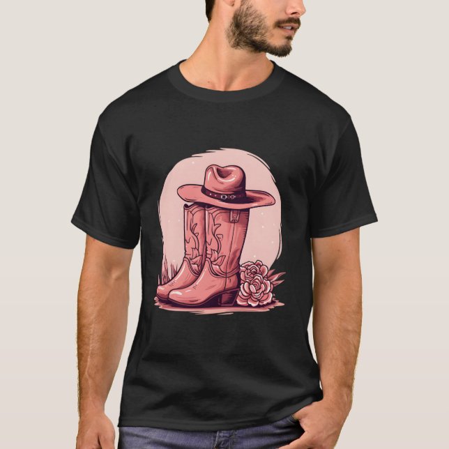 T-shirt Pays Graphique De Casquette Et Bottes De Cowgirl S (Devant)