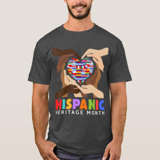 T-shirt Pays latins Cœur Mains Drapeaux Patrimoine hispani