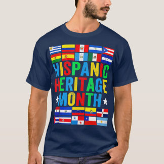 T-shirt Pays latins Drapeau Hispanique Mois du patrimoine 
