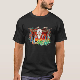 T-shirt Pays Occidental Boho Girl Aztec Cow Bull crâne ave