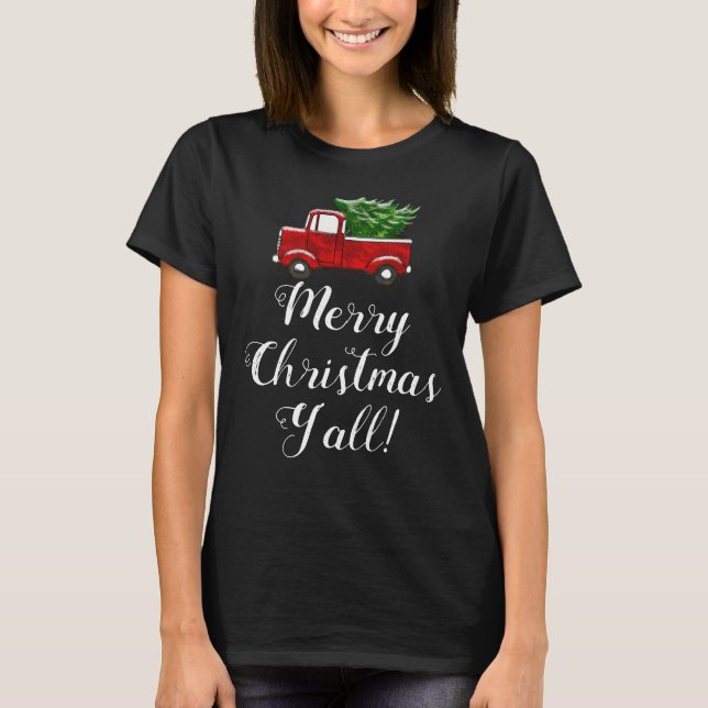 T-shirt Pays rouge de Yall de Joyeux Noël d'arbre de (Devant)