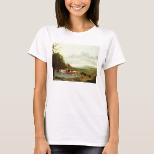 T-shirt Paysage avec tireur et bétail (huile sur canva