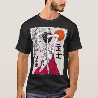 T-shirt Paysage culturel japonais Samurai Vintage Sakura C