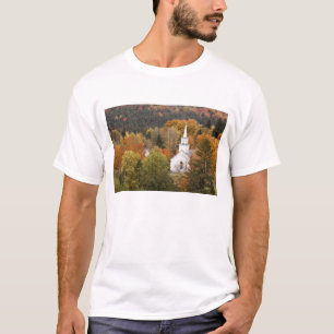 T-shirt Paysage d'automne avec église, Vermont, États-Unis