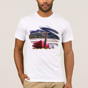T-SHIRT PAYSAGE DE BATEAU ET DE MONTAGNE