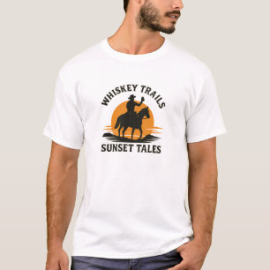 T-shirt Paysage de cow-boy au coucher du soleil sur les se