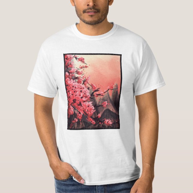 T-shirt Paysage de fleurs de cerisier (Devant)