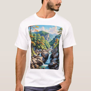 T-shirt Paysage de la cascade de Serene Mountain