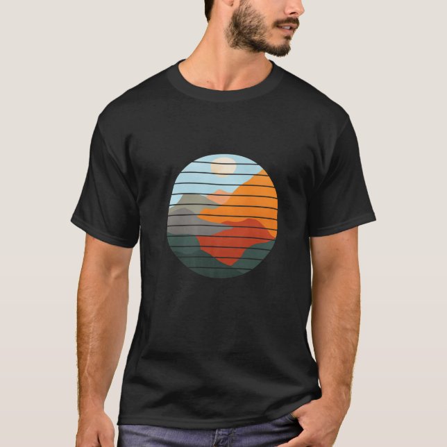 T-shirt Paysage de montagne Abstrait Coucher de soleil Vis (Devant)