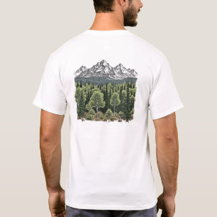 T-shirt Paysage de montagne tiré à la main Nature rustique