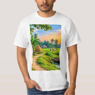 T-shirt Paysage de village rural paisible