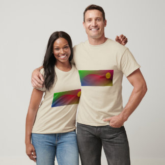 T-shirt Paysage dégradé Abstrait avec soleil