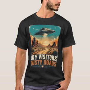 T-shirt Paysage Désertique Occidental Rétro UFO Vintage