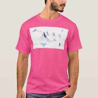 T-shirt Paysage D'Hiver Avec Montagnes Longs
