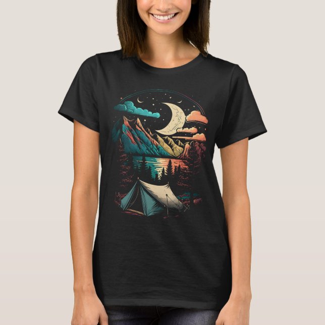 T-shirt Paysage du camping de montagne (Devant)