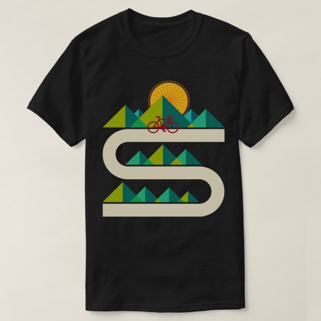 T-shirt Paysage géométrique du vélo (Design devant)