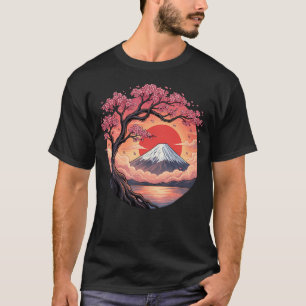 T-shirt Paysage Japonais Sakura Mont Fuji Vintage