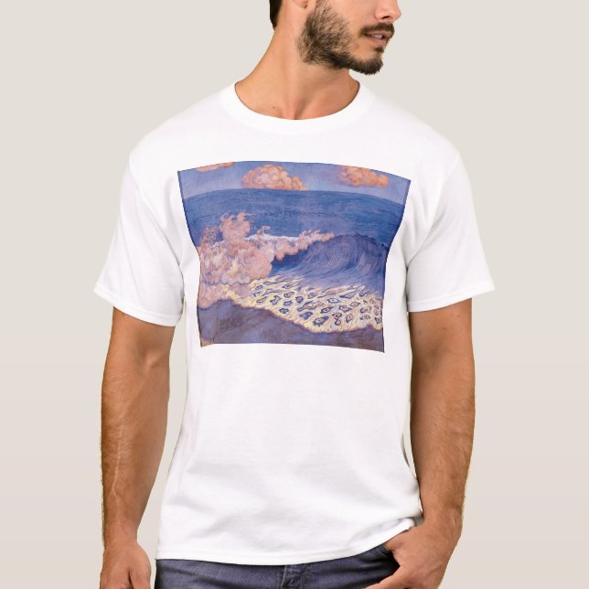 T-shirt Paysage marin bleu, effet de vague, c.1893 (Devant)