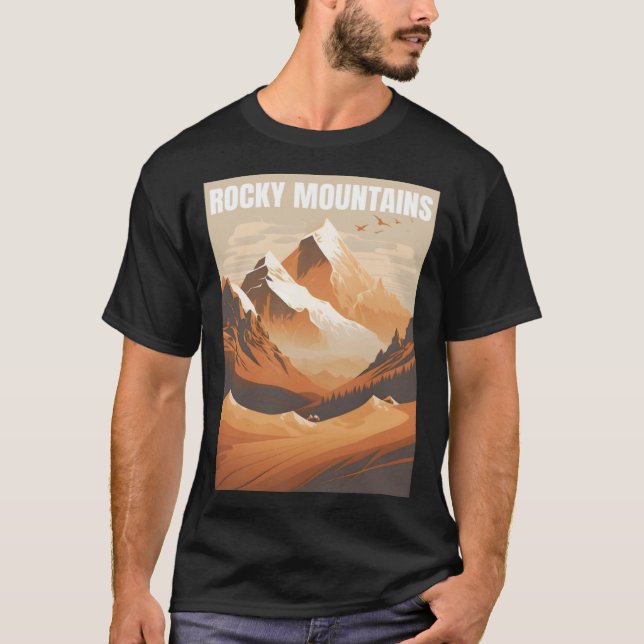 T-shirt Paysage minimaliste des montagnes rocheuses (Devant)