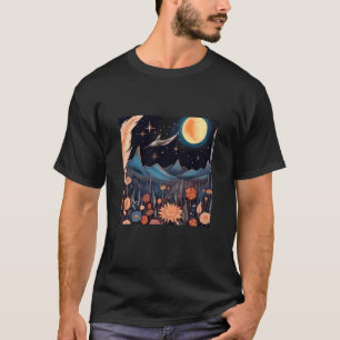 T-shirt Paysage montagne bohème lune de style cottagecore