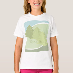 T-shirt Paysage naturel Abstrait avec sapins et ciel