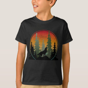 T-shirt Paysage naturel du loup au coucher du soleil