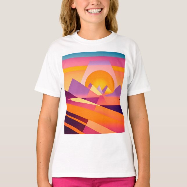 T-SHIRT PAYSAGE NEO GEO SUNSET (Devant)