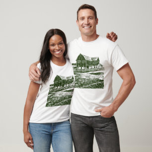 T-shirt Paysage rural maison de ferme de style coupe
