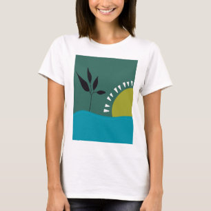 T-shirt Paysage soleil vert art abstrait coloré tendance