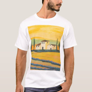 T-shirt Paysage toscan, peintre privé, peinture acrylique