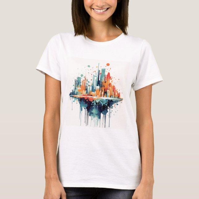 T-shirt Paysage urbain coloré (Devant)