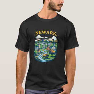 T-shirt Paysage urbain de la skyline de Newark Delaware au
