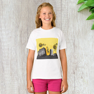 T-shirt Paysage urbain jaune et gris Abstrait Rétro