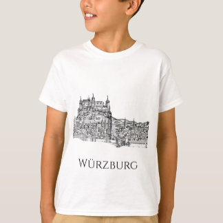 T-shirt Paysage urbain minimaliste de Würzburg en Bavière