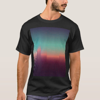 T-shirt Paysage urbain numérique, carrés colorés.