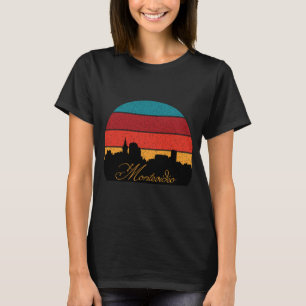 T-shirt Paysage Urbain Rétro de Montevideo au Coucher du S