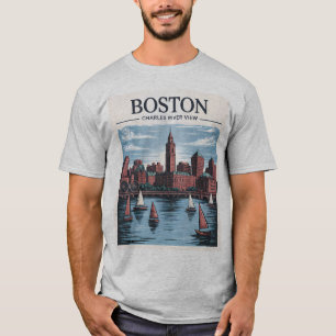 T-shirt Paysage urbain vintage de Boston, Massachusetts, e