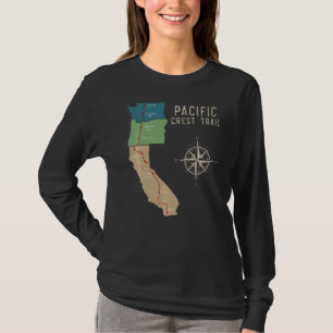 T-shirt Pct Pacific Crest Trail Carte de Randonnée 1