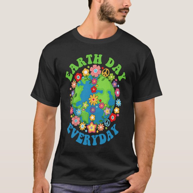 T-shirt Peace Earth Day Everyday 60s 70s Hippie Retro Envi (Devant)