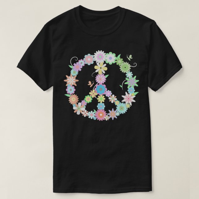 T-shirt PEACE Funny Floral Sign (Design devant)