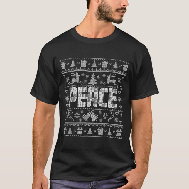 T-shirt Peace I Come In Peace Couple Matching Ugly Christm (Devant)