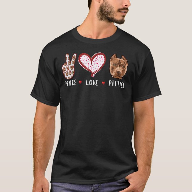 T-shirt Peace Lots Pitbults Pour Hommes Femmes Enfants Pit (Devant)