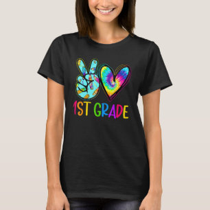 T-shirt Peace Love 1st First Grade Back To School Boy Girl