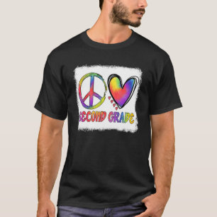 T-shirt Peace Love 2e année Tie Dye enseignant étudiant Re