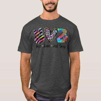 T-shirt Peace Love 2nd Grade Leopard Tie Dye Retour À L'Éc