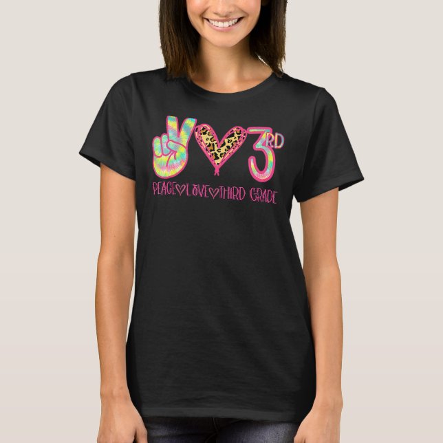 T-shirt Peace Love 3e Classe Squad Retour À L'École Ma (Devant)