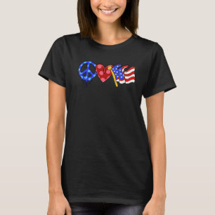 T-shirt Peace Love America 4 juillet Independence Day Us