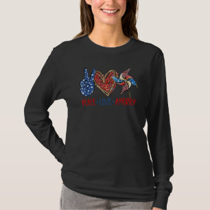 T-shirt Peace Love America Pin Wheel Freedom Patriotique 4
