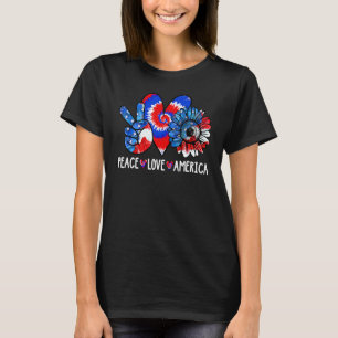 T-shirt Peace Love America Sunflower Patriotic Tie Dye 4e